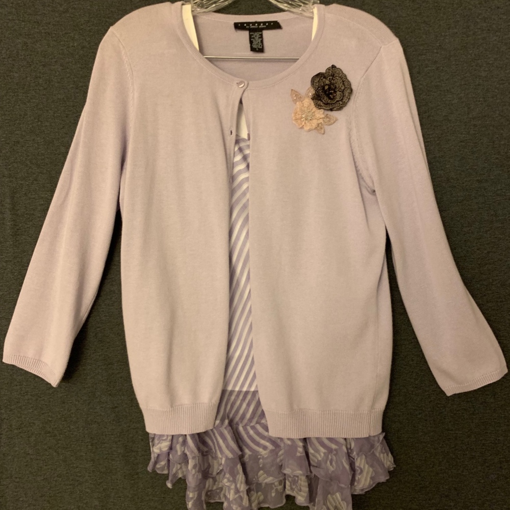 Matching Top and Skirt Set with Cardigan; Laundry
